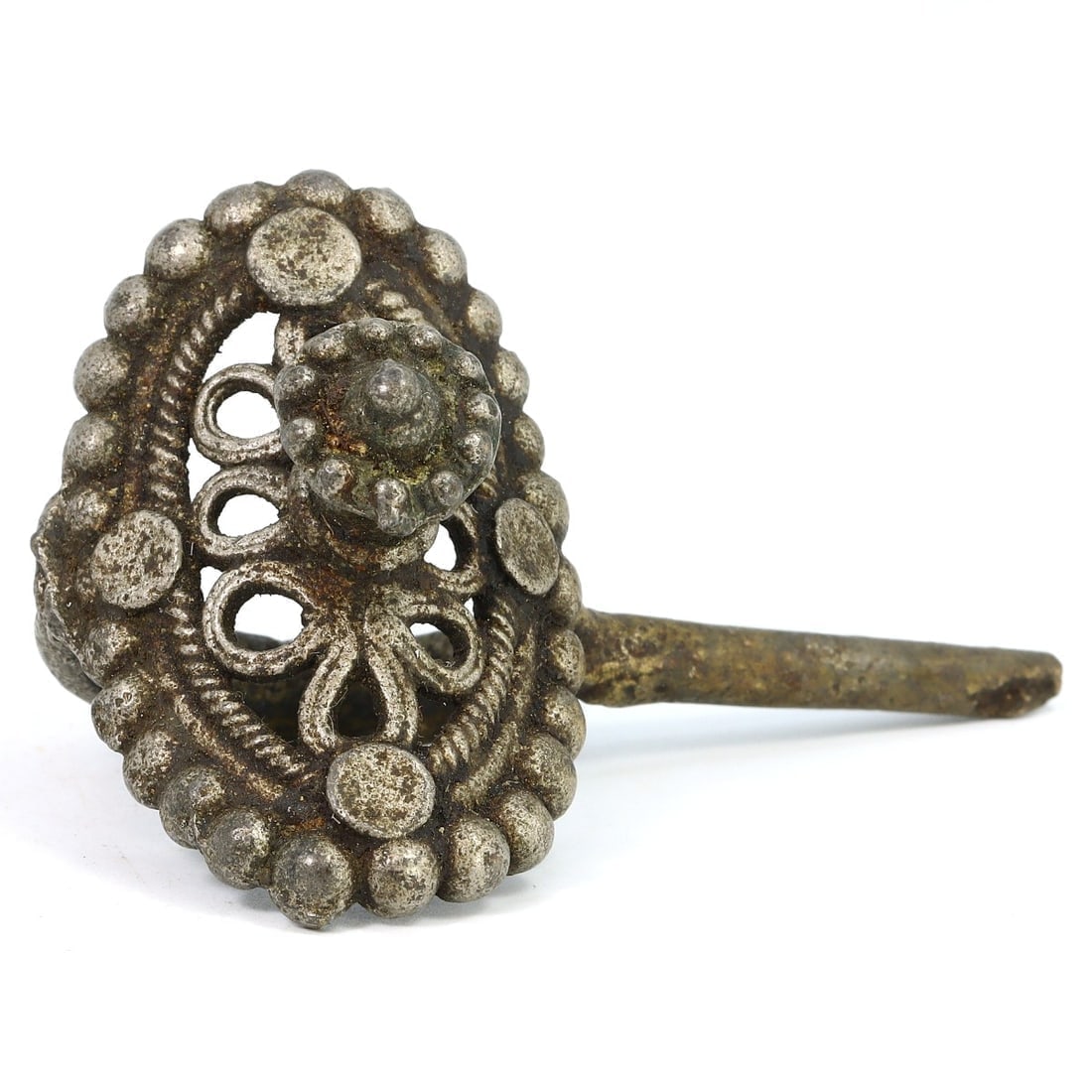 Antique Silvered Bronze Indo Pacific Intricate Granulation Ring (1 of 2)