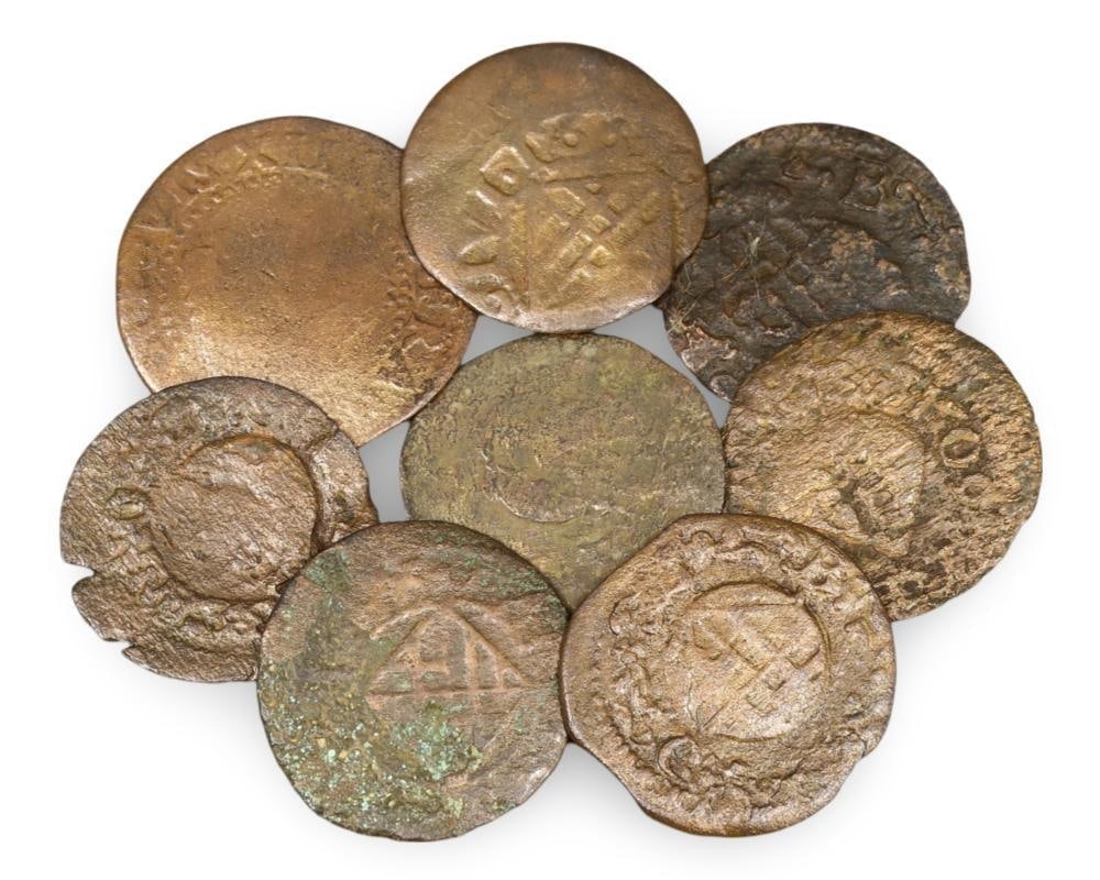 Spanish Pirate Period Bronze Coins Collection Medieval Shipwreck Pirate Relics (1 of 1)