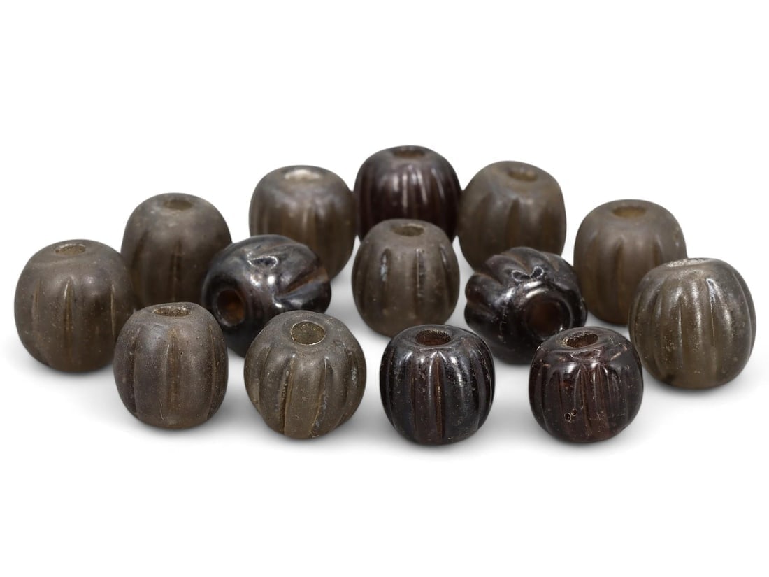 Antique Sino-Mongolian Ribbed Glass Beads: **Dimension information at the bottom section after Condition** Welcome to the No Reserve Antique Treasures Auction S2, where history comes alive through an extraordinary collection of treasures spann