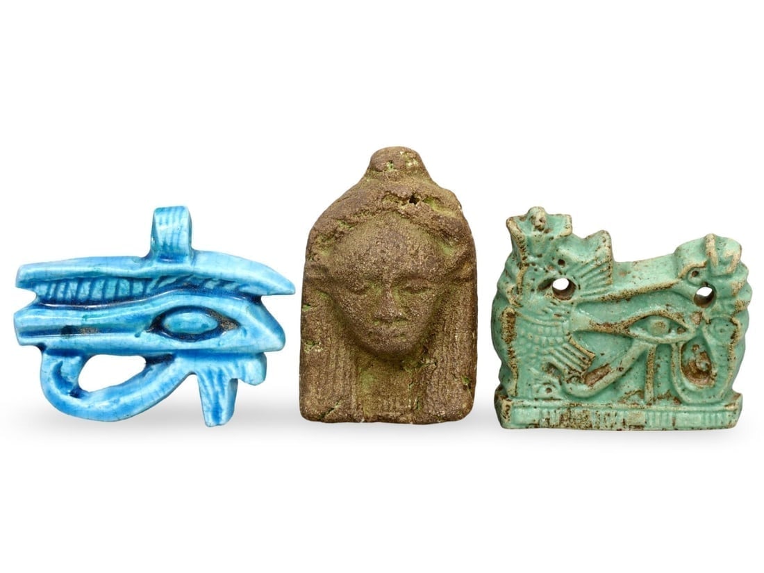 Rare Post-Medieval Egyptian Grand Tour Intricately Crafted Ancient Symbols Faience Amulet Figurines (1 of 1)