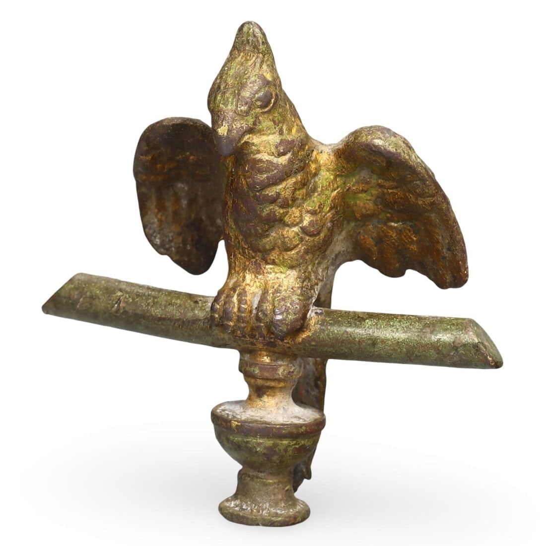 Ancient Medieval Bronze Bird Finial with Gold Gilt, 6th-15th Century (1 of 3)