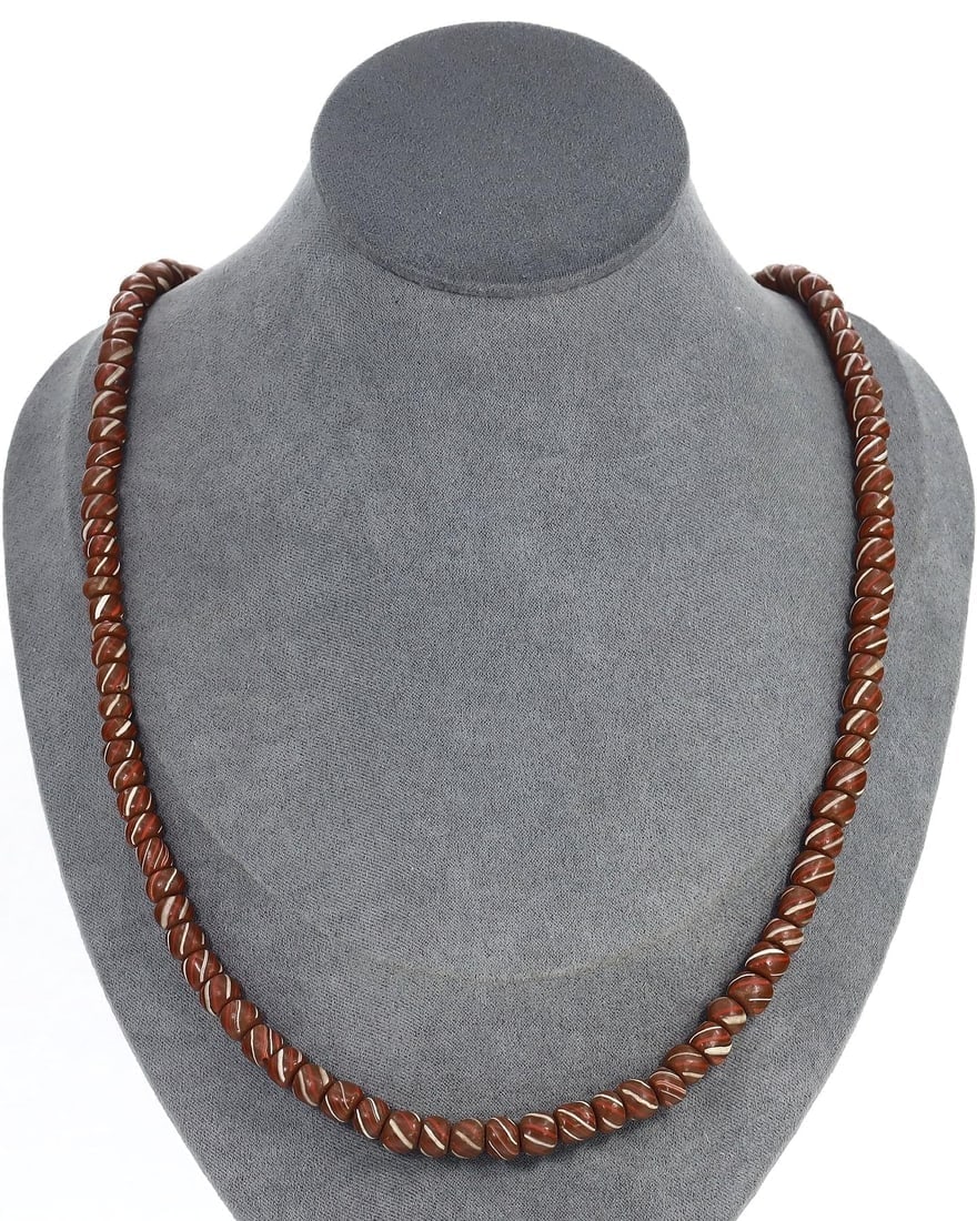 Antique African Multi-Colored Chevron Trade Beaded Necklace, Striking Design: **Dimension information at the bottom section after Condition** Welcome to the No Reserve Antique Treasures Auction, where history comes alive through an extraordinary collection of treasures spanning