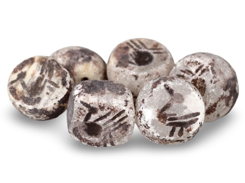 Rare Sasanian Empire Alabaster Stamp Seal Beads Collection Ancient Persian Relics (1 of 1)