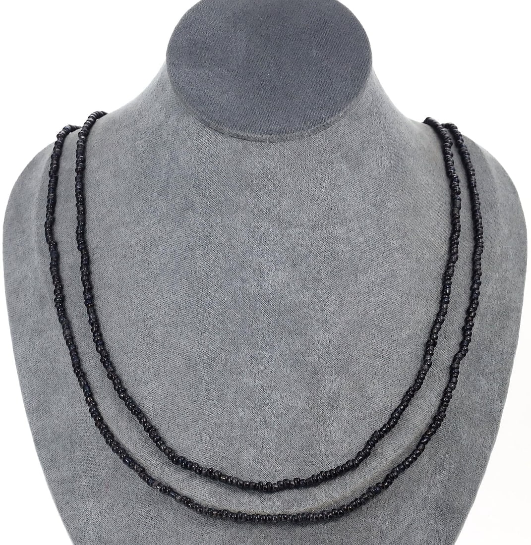 Vintage African Trade Glass Bead Necklace with Black Beads: **Dimension information at the bottom section after Condition** Welcome to the No Reserve Antique Treasures Auction, where history comes alive through an extraordinary collection of treasures spanning