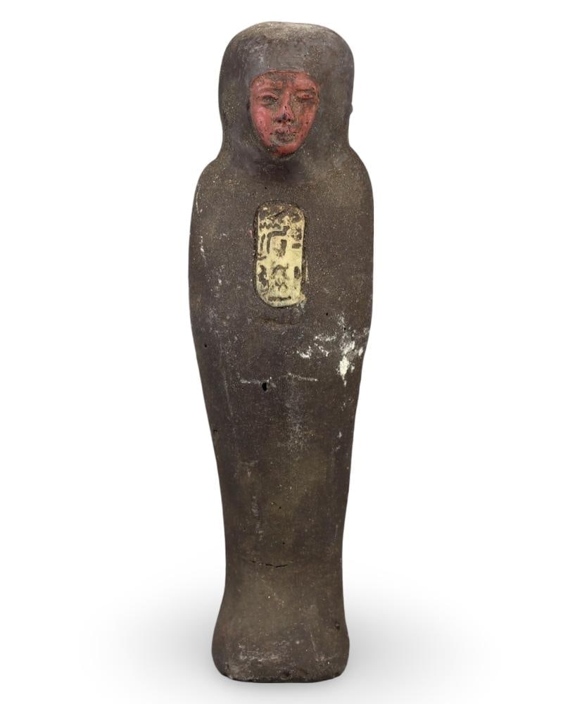 Ancient Egyptian Style Painted Ushabti Funerary Figure with Hieroglyphic Inscription (1 of 2)