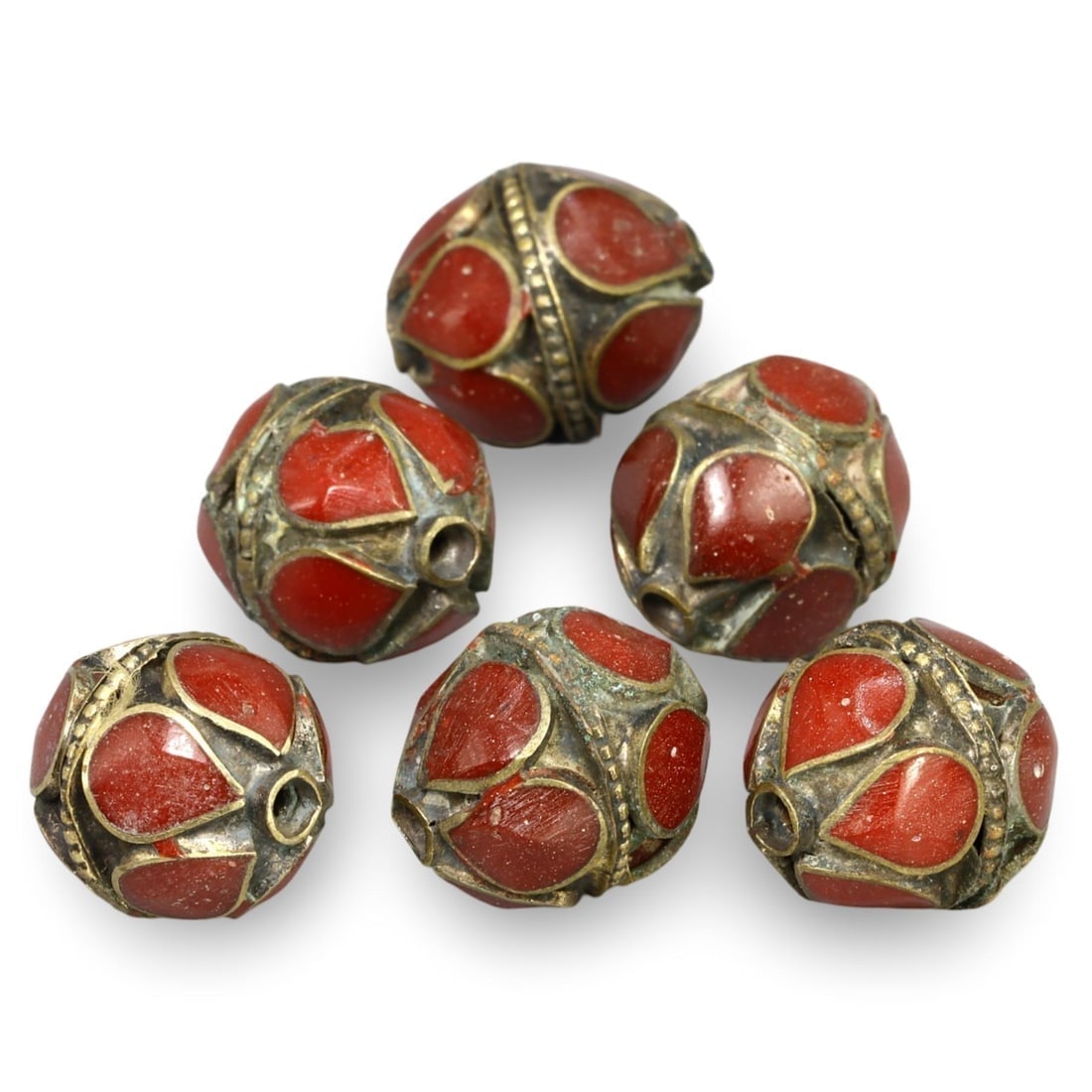 Post Medieval Qajar Dynasty Enanel Inlaid Brass Jewelry Beads, 19th-20th Century (1 of 1)