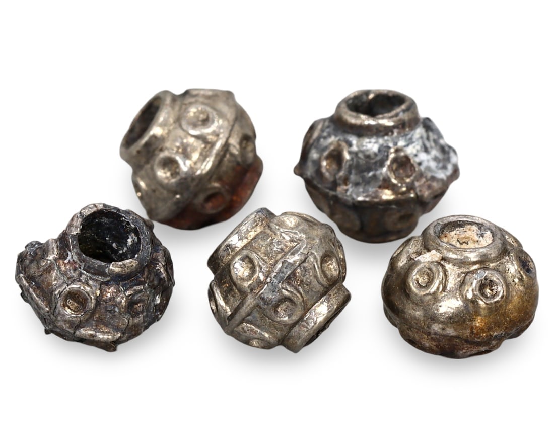 Ancient Medieval Viking Era Silver Jewelry Beads Components, 9th-13th Century: **Dimension information at the bottom section after Condition** Welcome to the No Reserve Antique Treasures Auction, where history comes alive through an extraordinary collection of treasures spanning