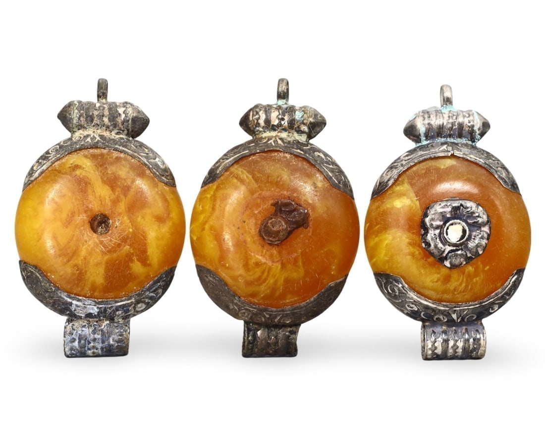 Post Medieval Tibetan Capped Copal Locket Amulet Pendants, Mid 20th Century (1 of 1)