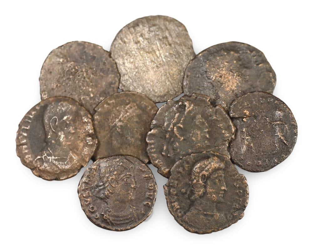 Authentic Ancient Roman Bronze Coin Lot Featuring Roman Emperors: **Dimension information at the bottom section after Condition** Welcome to the No Reserve Antique Treasures Auction, where history comes alive through an extraordinary collection of treasures spanning