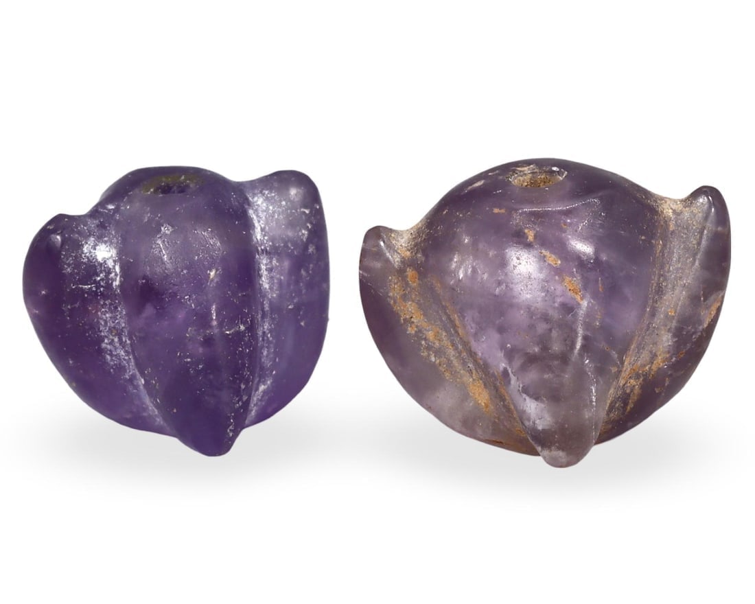 Burmese Carved Amethyst Beads, 9th-13th Century, Ancient Medieval Relics: **Dimension information at the bottom section after Condition** Welcome to the No Reserve Antique Treasures Auction, where history comes alive through an extraordinary collection of treasures spanning