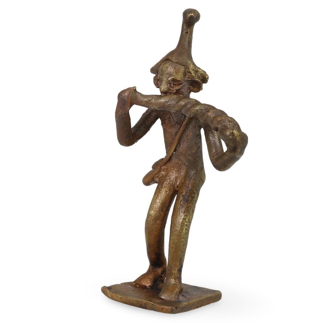 Post Medieval Etruscan Style Bronze Musician Figurine, 17th-20th Century: **Dimension information at the bottom section after Condition** Welcome to the No Reserve Antique Treasures Auction, where history comes alive through an extraordinary collection of treasures spanning