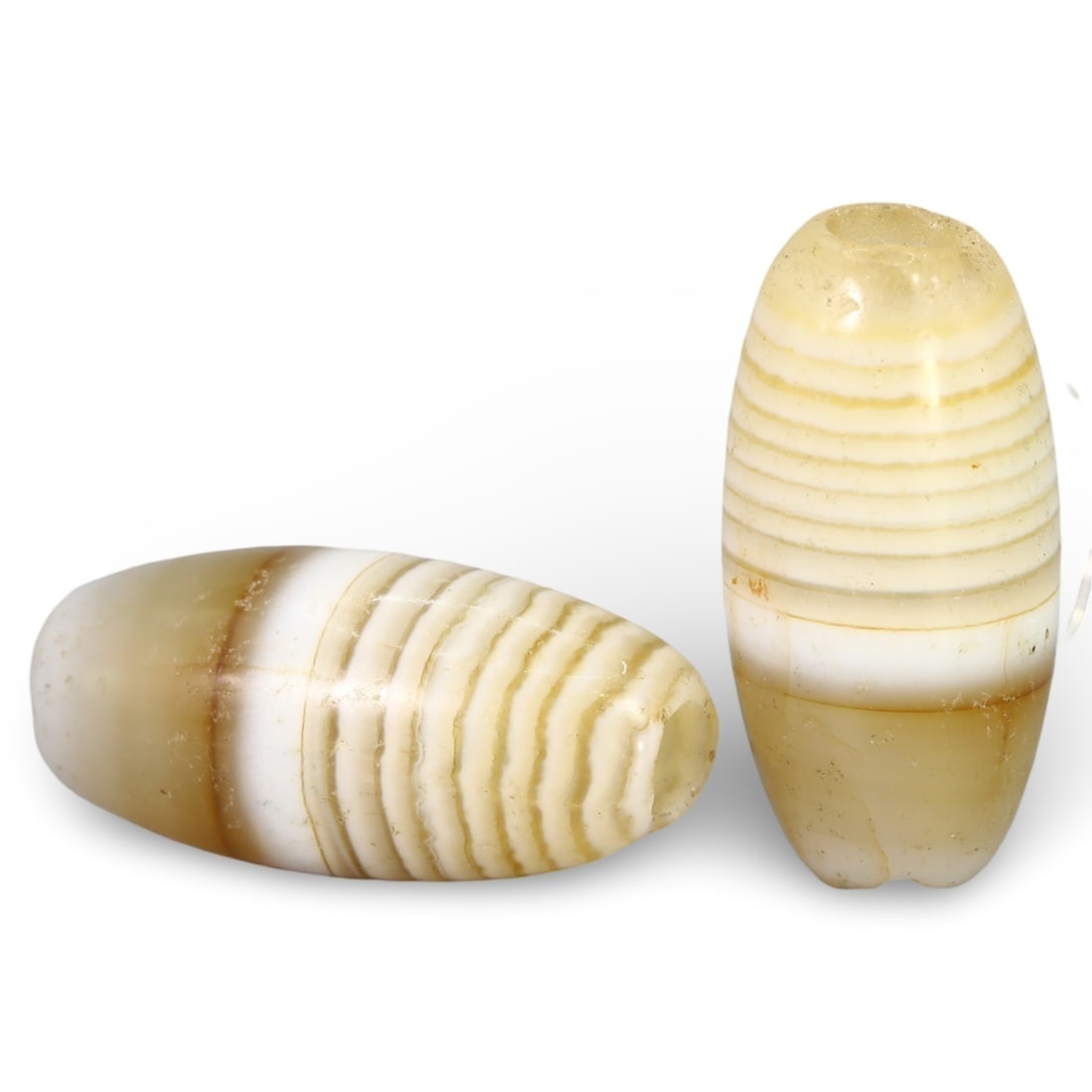 Antique Tibeto-Burmese Banded Agate Beads: **Dimension information at the bottom section after Condition** Welcome to the No Reserve Antique Treasures Auction, where history comes alive through an extraordinary collection of treasures spanning