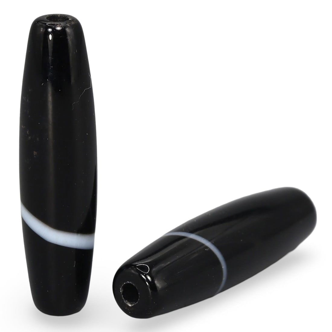 Post Medieval Sino-Tibetan Single Stripe Chung Dzi Beads, 20th Century (1 of 1)