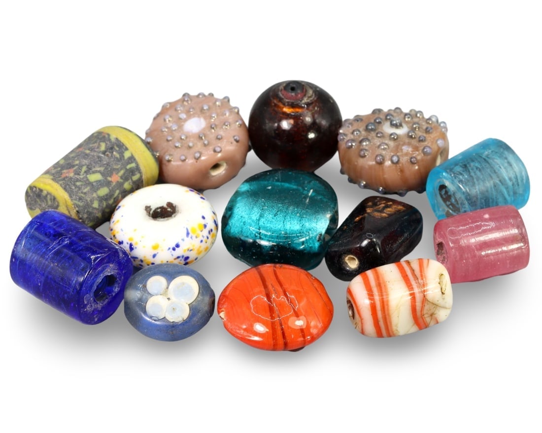 Murano Style Colorful Lampwork Beads, European Glass Jewelry Components: **Dimension information at the bottom section after Condition** Welcome to the No Reserve Antique Treasures Auction, where history comes alive through an extraordinary collection of treasures spanning