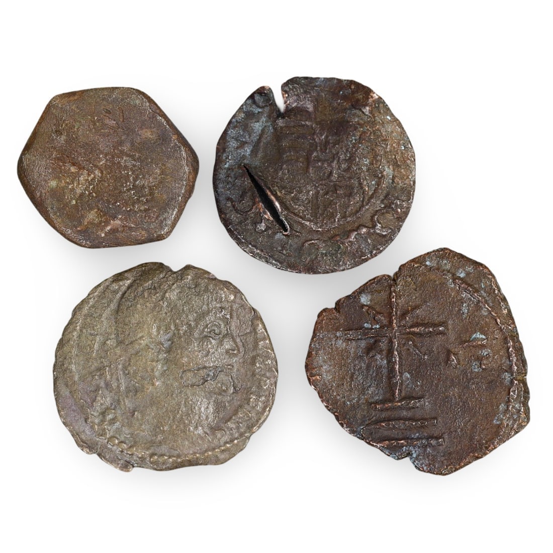 Lot of Ancient Roman Byzantine Bronze Coins, (15mm, 4.33g): **Dimension information at the bottom section after Condition** Welcome to the No Reserve Antique Treasures Auction, where history comes alive through an extraordinary collection of treasures spanning