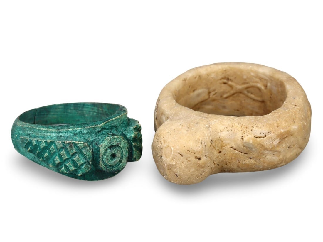 Post Medieval Egyptian Grand Tour Faience and Ceramic Finger Rings (US11, US13.5) (1 of 2)