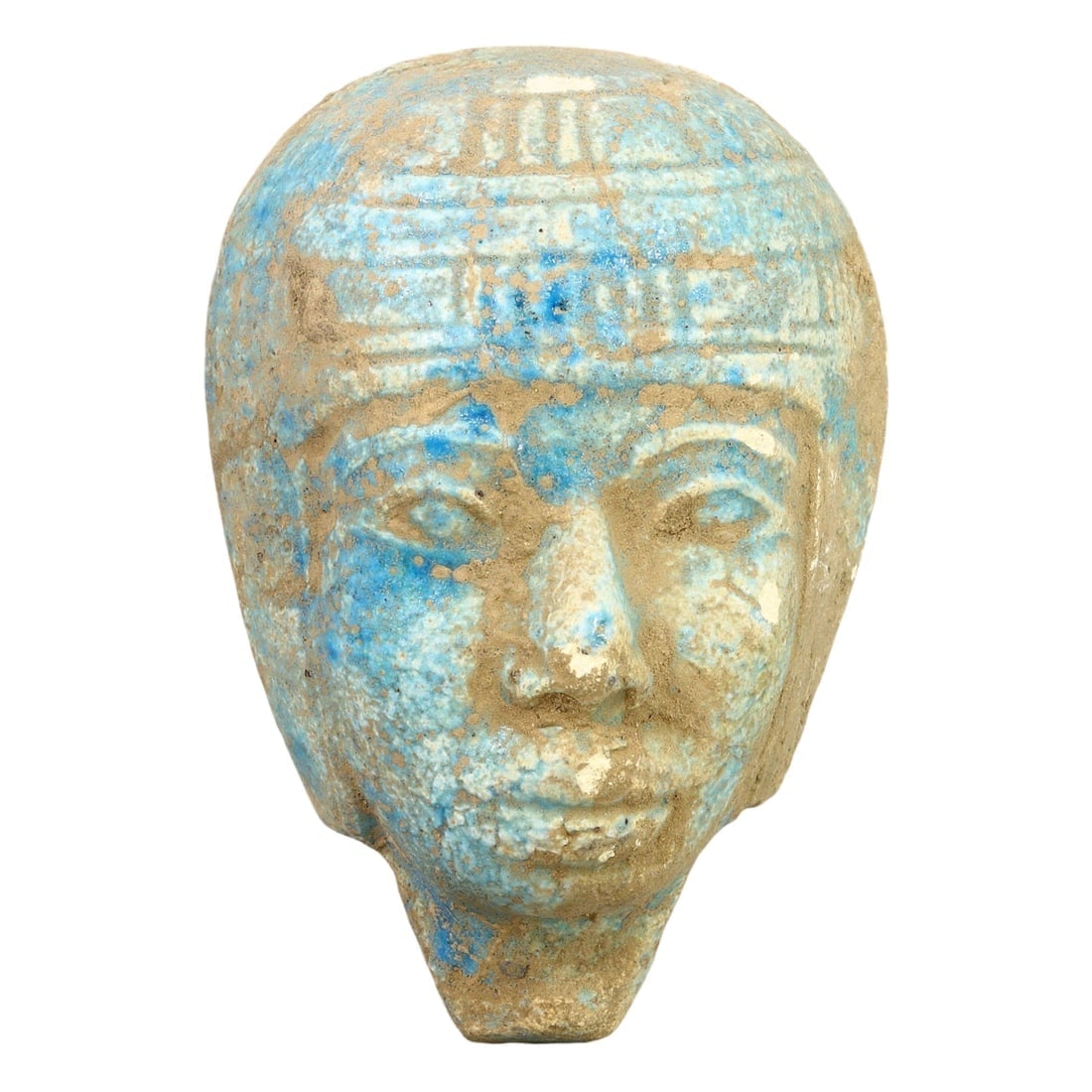 Ancient Egyptian Faience Funerary Mask Fragment, Icon of Mortuary Art (1 of 2)