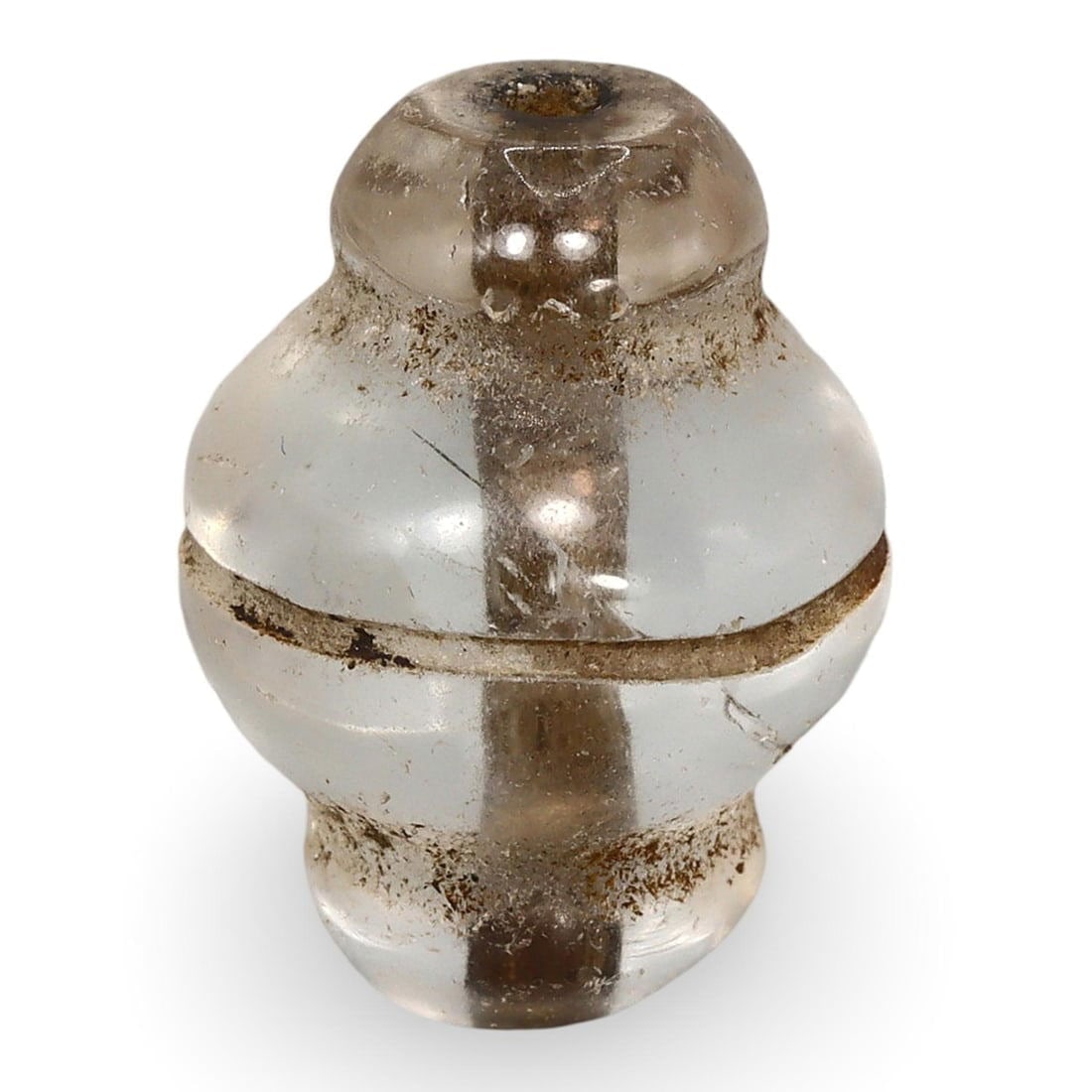 Ancient Medieval Egyptian Fatimid Carved Crystal or Glass Bead, 9th-10th Century: **Dimension information at the bottom section after Condition** Our highly anticipated Antique Auction, "Treasures of the Ancient and Medieval World," offering an unparalleled opportunity for collecto