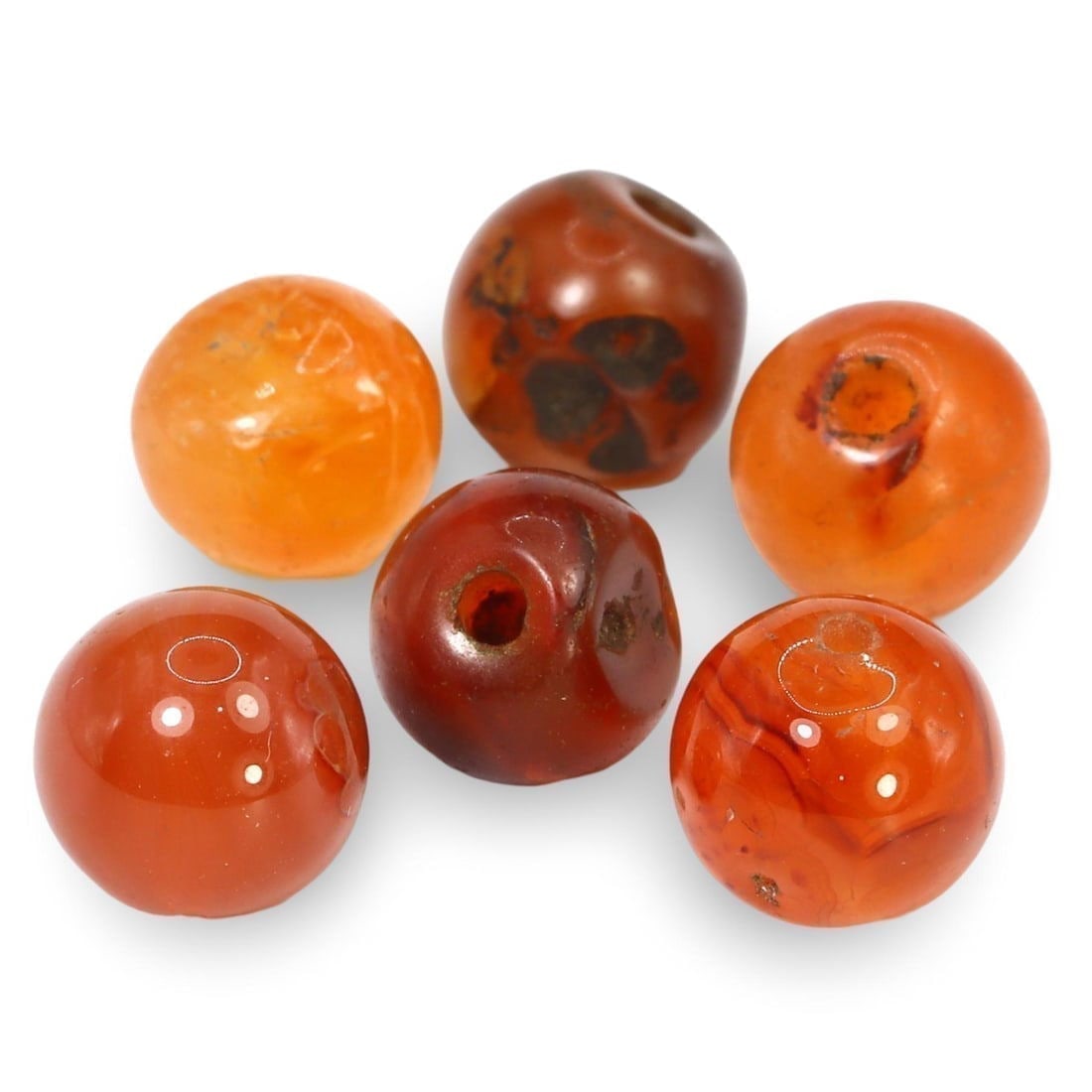 Ancient Medieval Silk Road Spherical Carnelian Beads, 12th-15th Century: **Dimension information at the bottom section after Condition** Our highly anticipated Antique Auction, "Treasures of the Ancient and Medieval World," offering an unparalleled opportunity for collecto