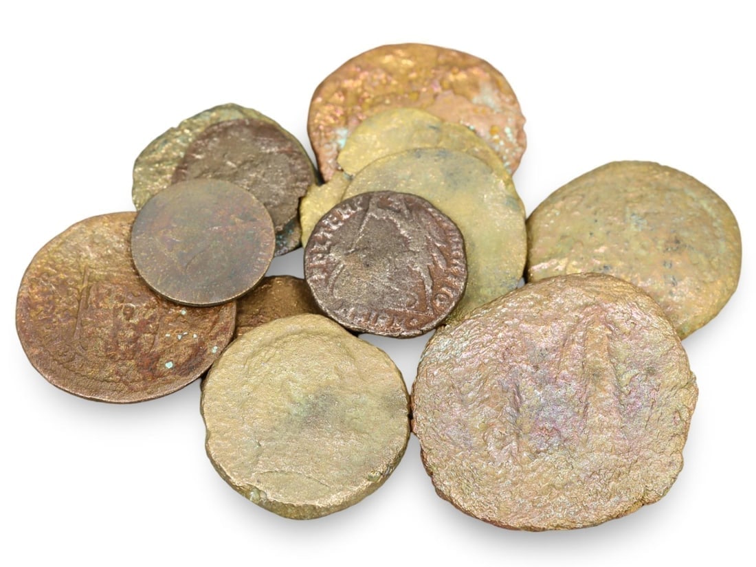 Lot of 12 Cleaned Ancient Greek, Roman, and Byzantine Bronze Coins Collection (17mm-29mm) (1 of 1)