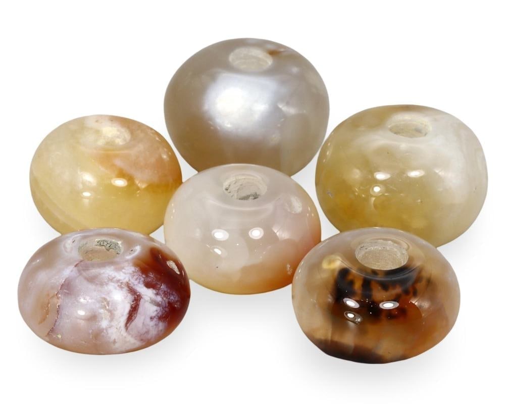 Vintage Oriental Chinese Donut Shaped Agate Bead: **Dimension information at the bottom section after Condition** Our highly anticipated Antique Auction, "Treasures of the Ancient and Medieval World," offering an unparalleled opportunity for collecto