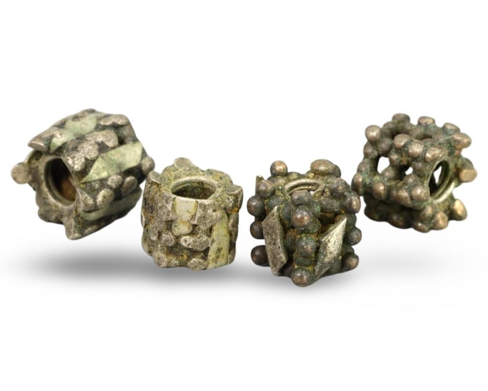 Rare Medieval Viking Silver Beads with Pseudo Granulation from Hoard (1 of 1)