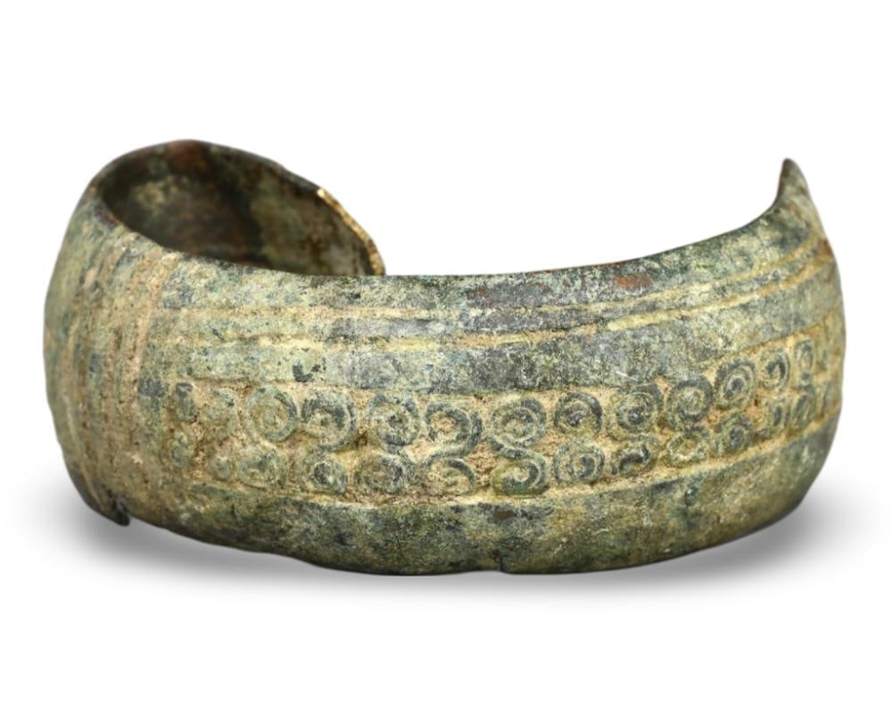 Medieval Viking Bronze Armlet with Spiral Motif: **Dimension information at the bottom section after Condition** Our highly anticipated Antique Auction, "Treasures of the Ancient and Medieval World," offering an unparalleled opportunity for collecto