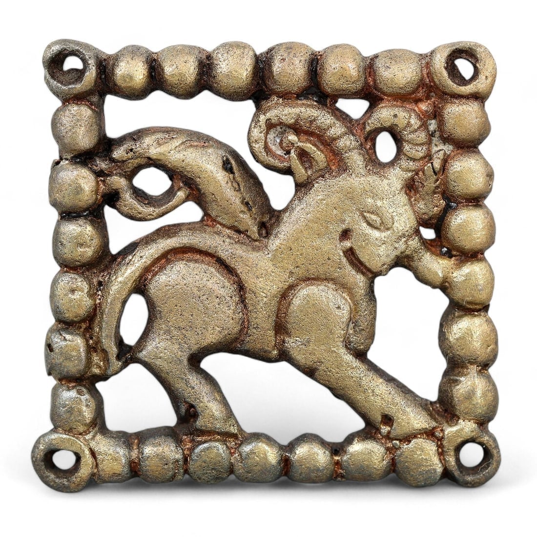 Medieval Eurasian Nomadic Crafted Zoomorphic Motif of the Steppe Warrior Bronze Belt Buckle (1 of 2)