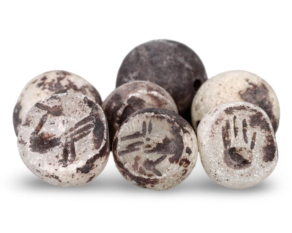 Rare Ancient Sasanian Alabaster Seal Beads Lot Authentic Persian Artifacts: **Dimension information at the bottom section after Condition** Our highly anticipated Antique Auction, "Treasures of the Ancient and Medieval World," offering an unparalleled opportunity for collecto
