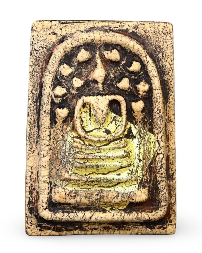 Antique Thai Buddhist Amulet 19th Century Sacred Temple Protection Talisman (1 of 2)
