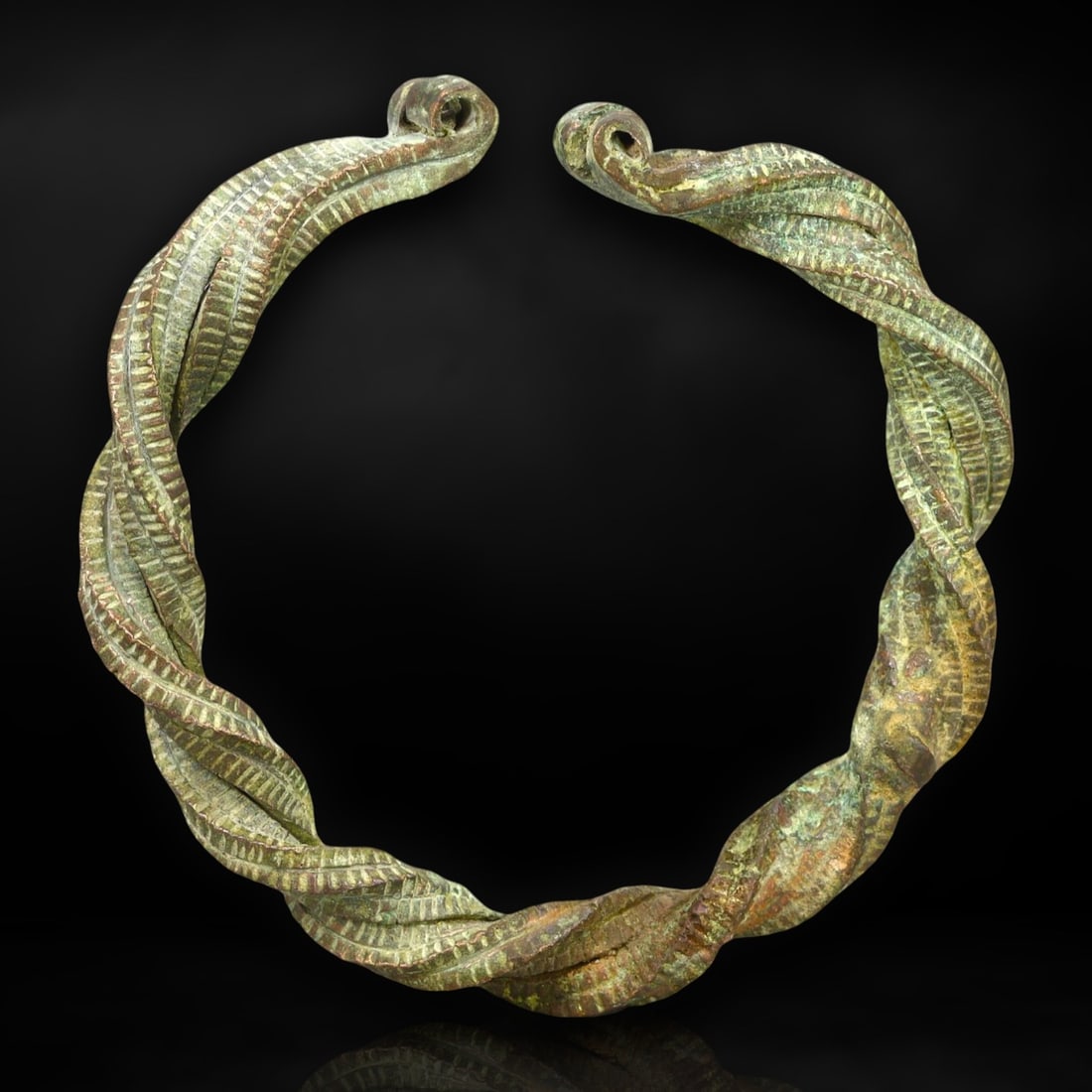 Ancient Celtic Twisted Bronze Torque Necklace, Circa 500-100 BCE (1 of 3)