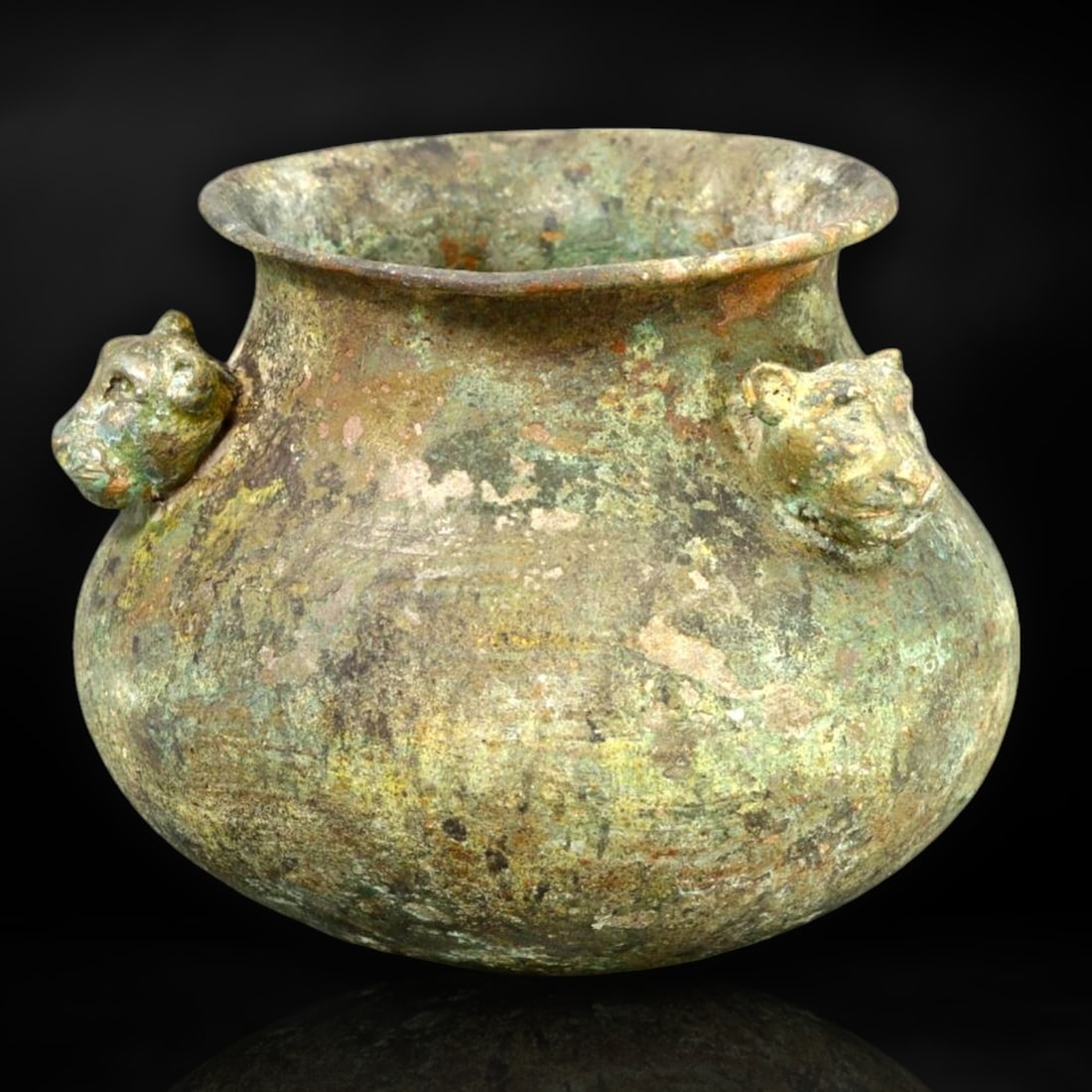 Ancient Persian Bronze Jar with Lion-Head Handles, c. 1st Millennium BCE (1 of 3)