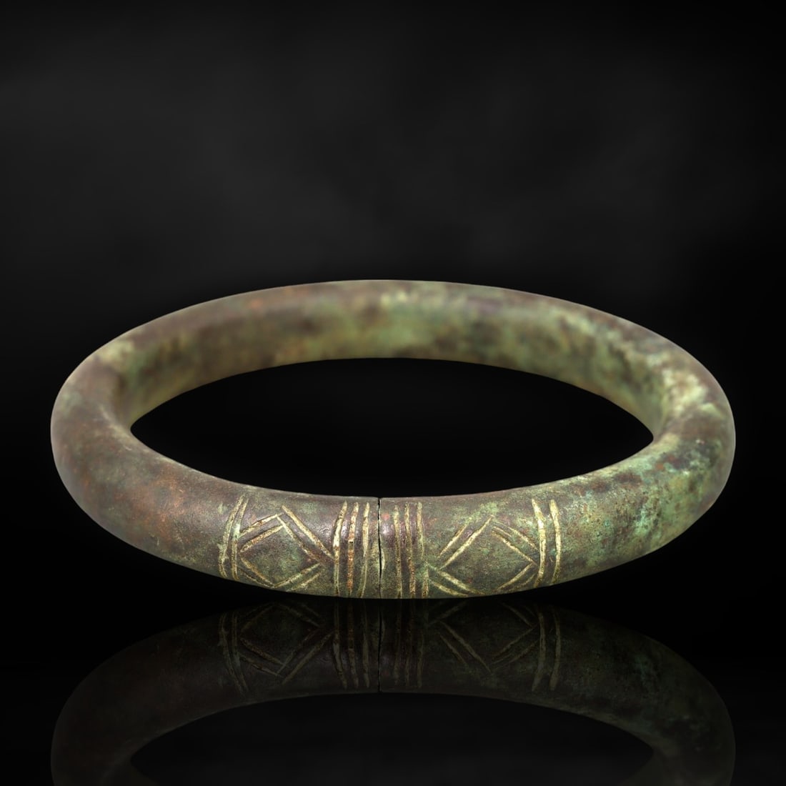 Ancient Villanovan Culture Bronze Bracelet with Geometric Incisions, ca. 900-700 BCE (1 of 2)