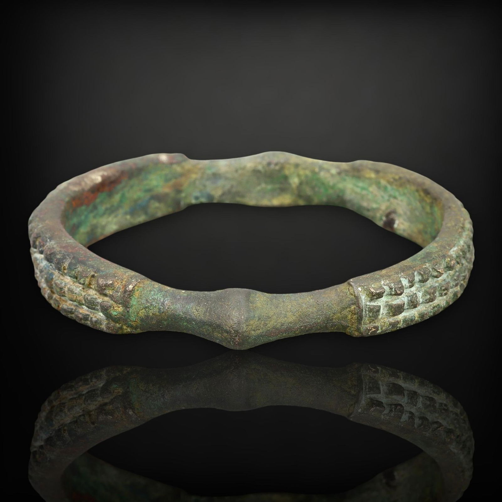 Ancient Djenne Bronze Currency Bracelet - West African, 12th-15th Century, Remarkable Tribal Design (1 of 4)