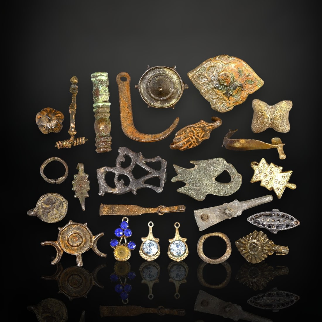 24-Piece Medieval European Bronze, Iron, and Brass Artifact Collection (12th-15th Century) (1 of 1)
