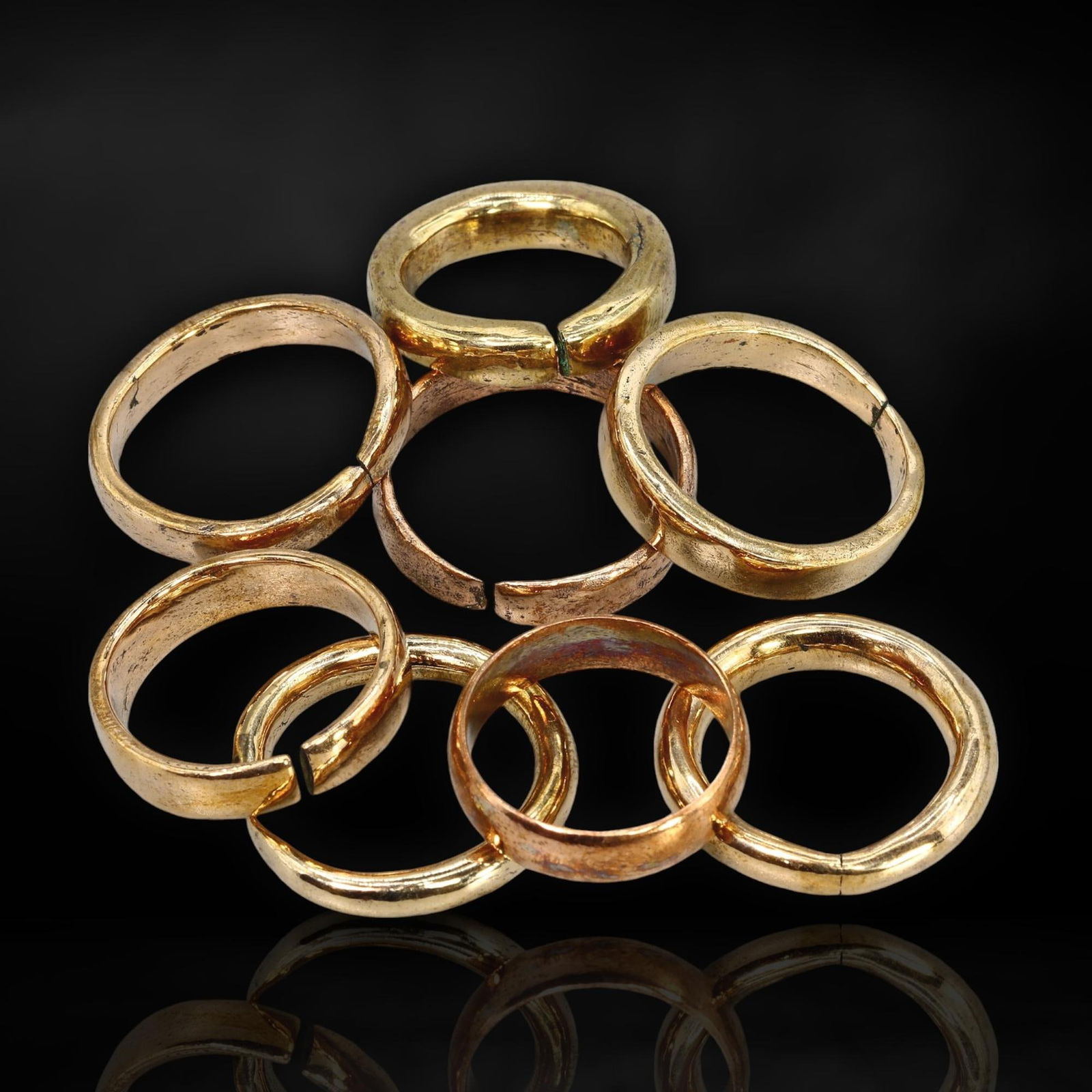 Set of 8 Ancient Viking Gold-Gilt Bronze Trade Rings (c. 9th-11th Century) (1 of 2)