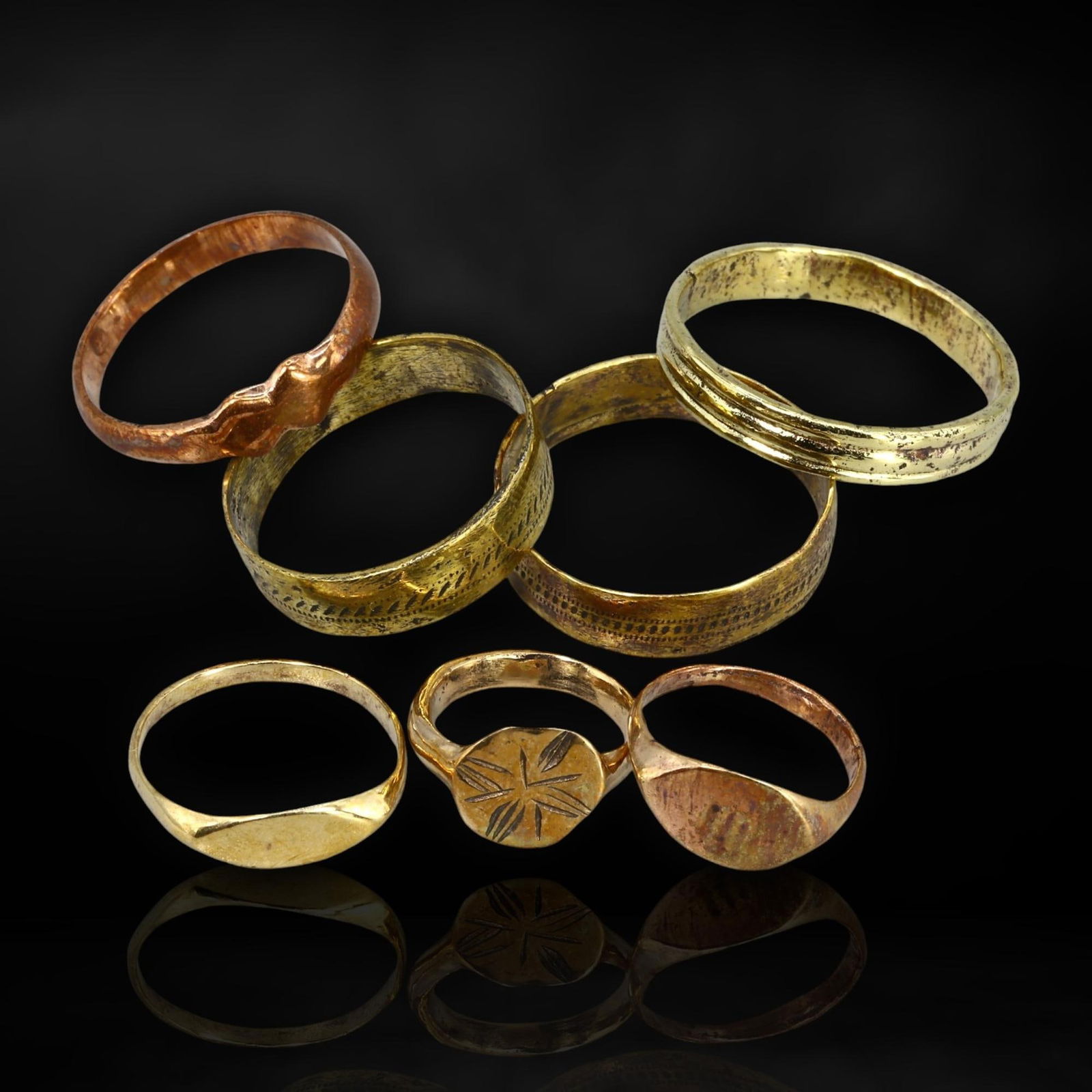 Set of 7 Ancient Byzantine and Viking Bronze Rings (c. 9th-12th Century CE) (1 of 3)