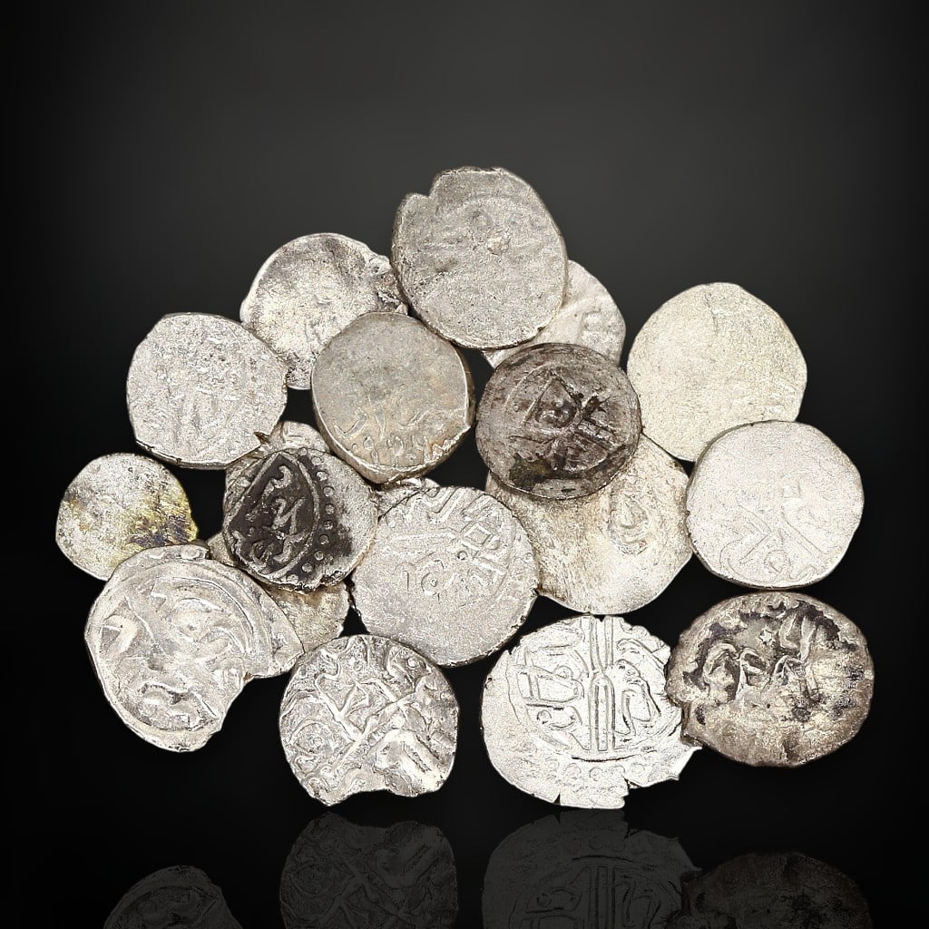 19 Ancient Silver Islamic Coins with Arabic Inscriptions (c. 10th-13th Century AD) (1 of 1)