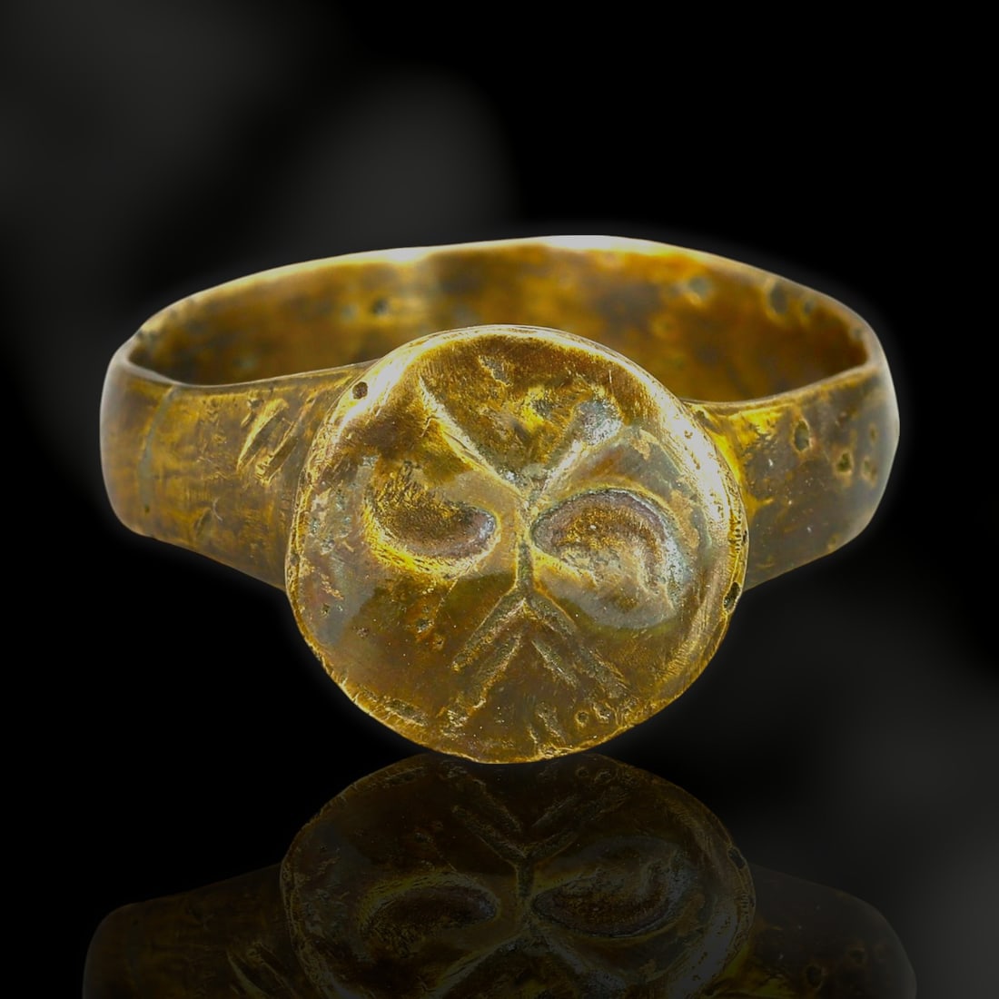 Early Byzantine Bronze Ring with Engraved Chi-Rho Symbol (c. 4th-6th Century CE) (1 of 3)