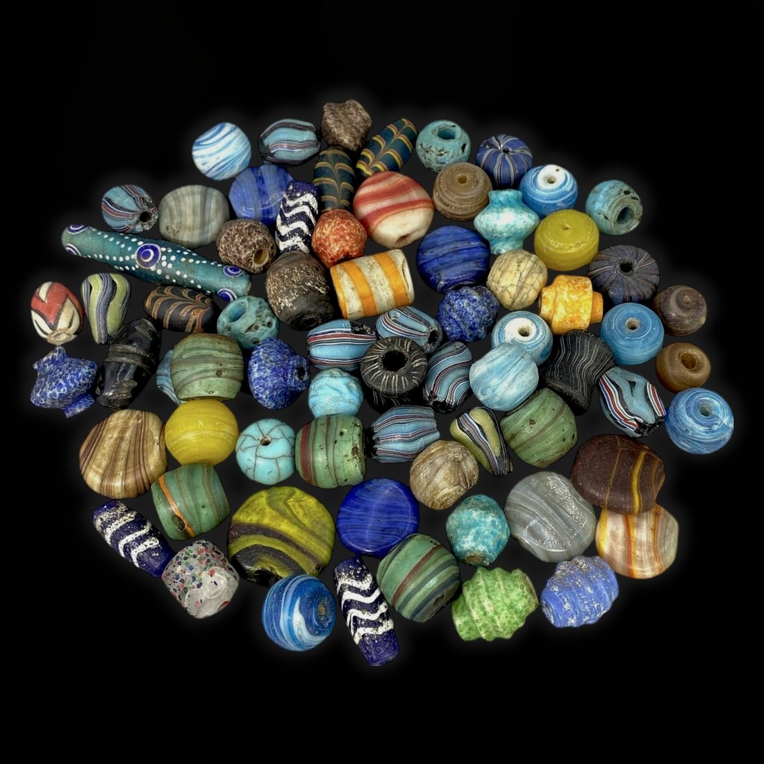 Ancient Trade Route Cultural Vibrancy Multicolored Glass Bead Collection, c. 3rd-19th Century CE (1 of 1)