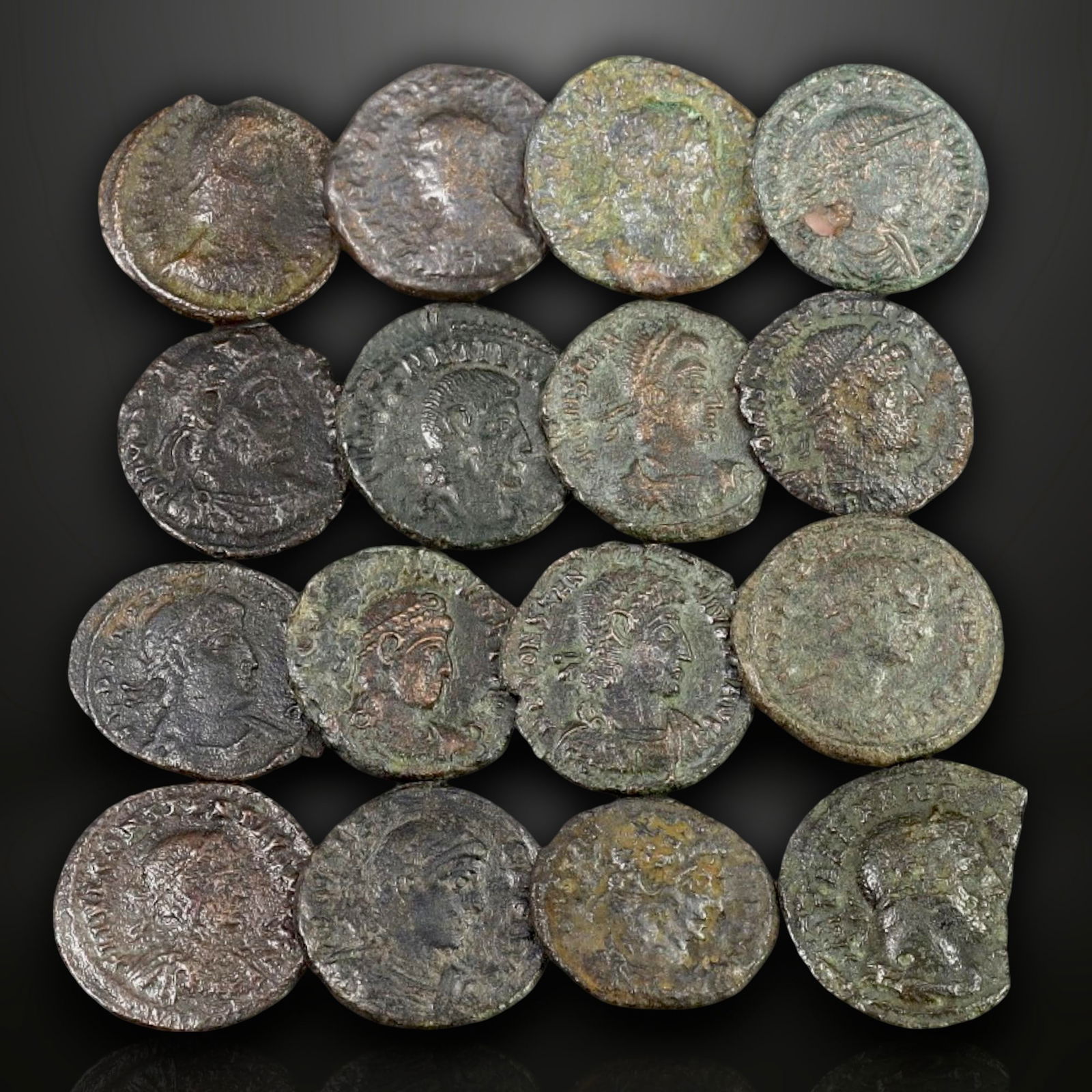 Ancient Roman Imperial Coin Collection of Emperors and Deities, Symbolizing Power and Legacy, c. (1 of 2)