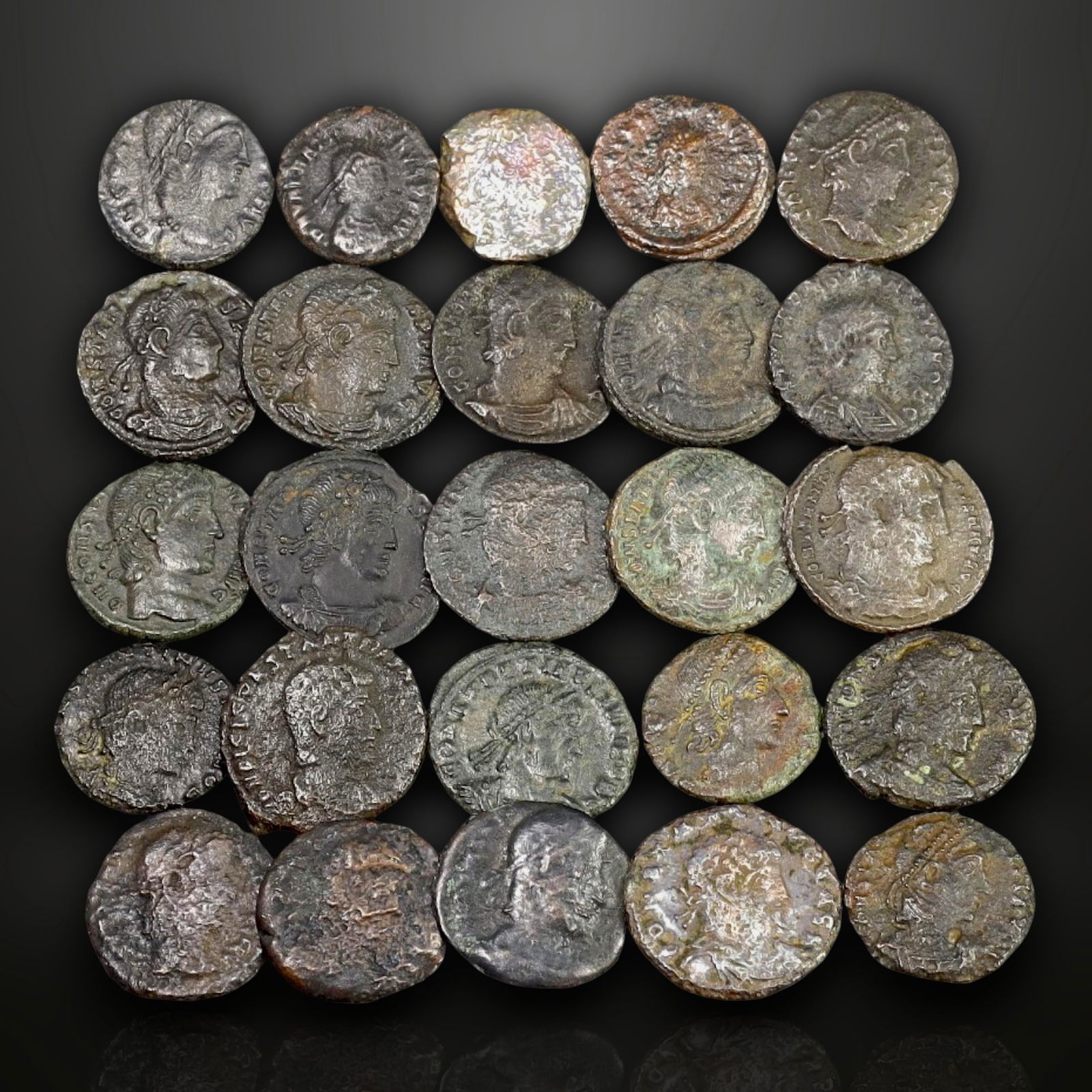 Ancient Roman Imperial Bronze Coin Collection of Emperors and Legionary Symbols, c. 3rd-4th Century (1 of 2)