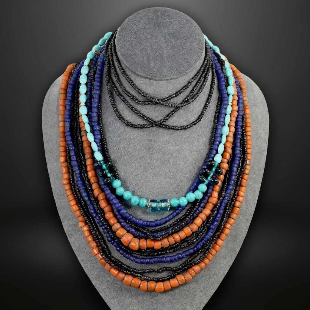 Late-Post Medieval Multicolored Glass Bead Necklace Collection, Symbol of Trade and Cultural (1 of 1)