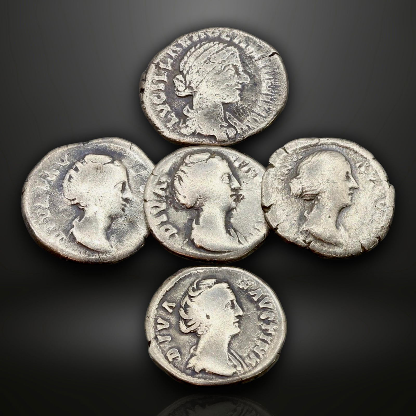 Ancient Roman Silver Denarius Coin Collection of Empresses, 2nd Century AD (1 of 2)
