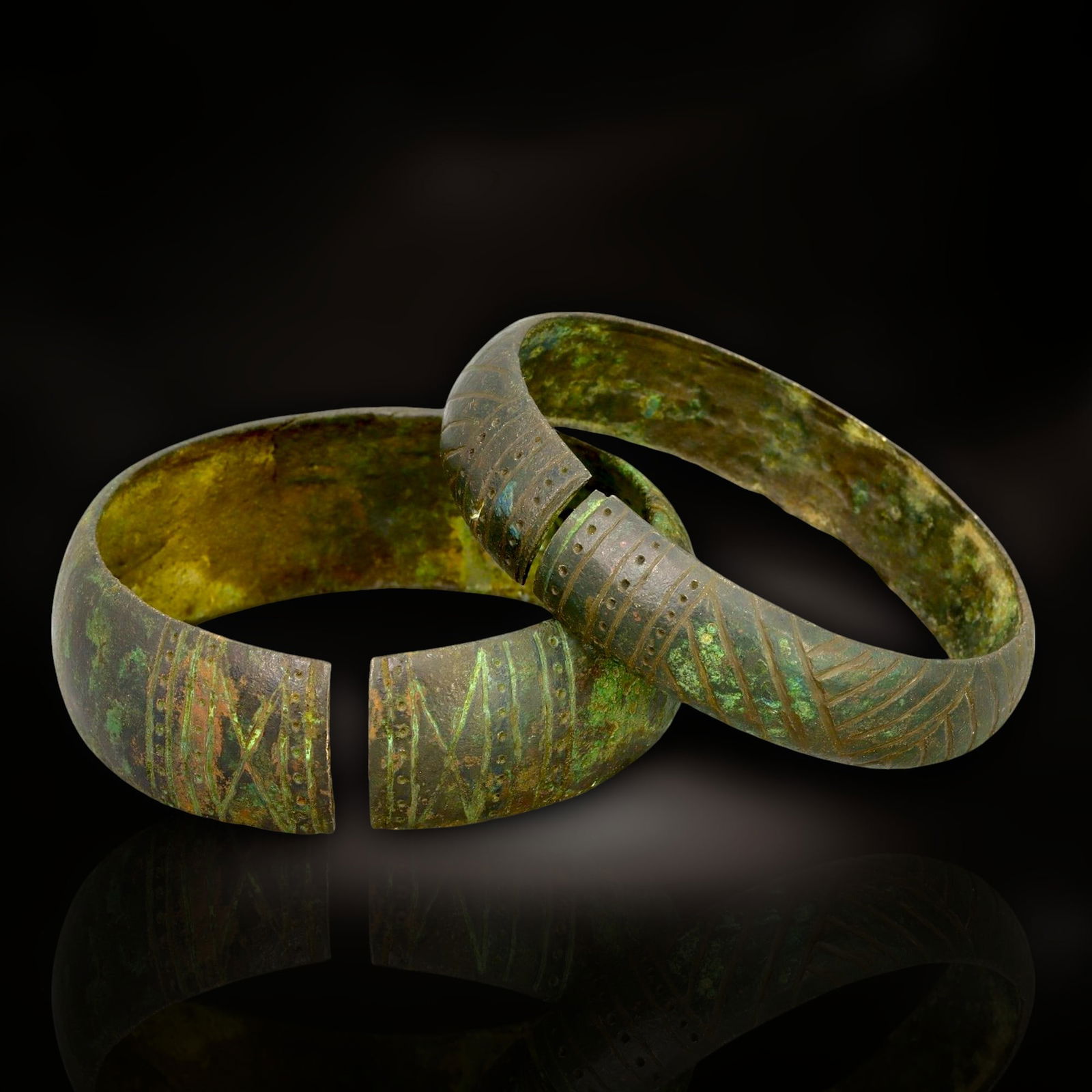 Ancient Celtic Ritualistic Spiral Bronze Bracelets, c. 1st Century BCE - 1st Century CE (1 of 2)