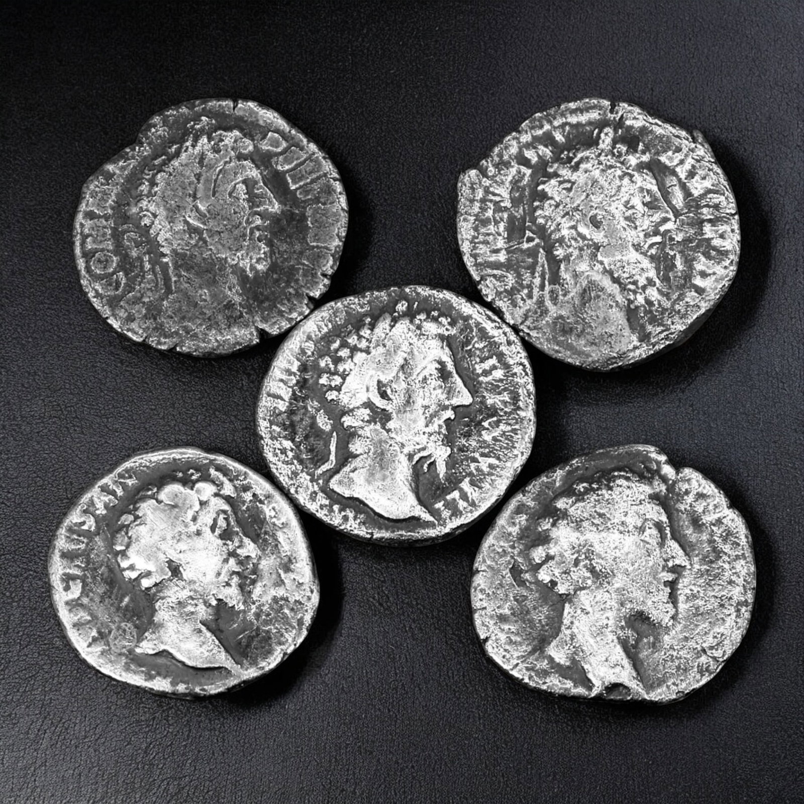 Ancient Roman Silver Denarius Coin Collection of Marcus Aurelius, c. 161 AD (1 of 2)
