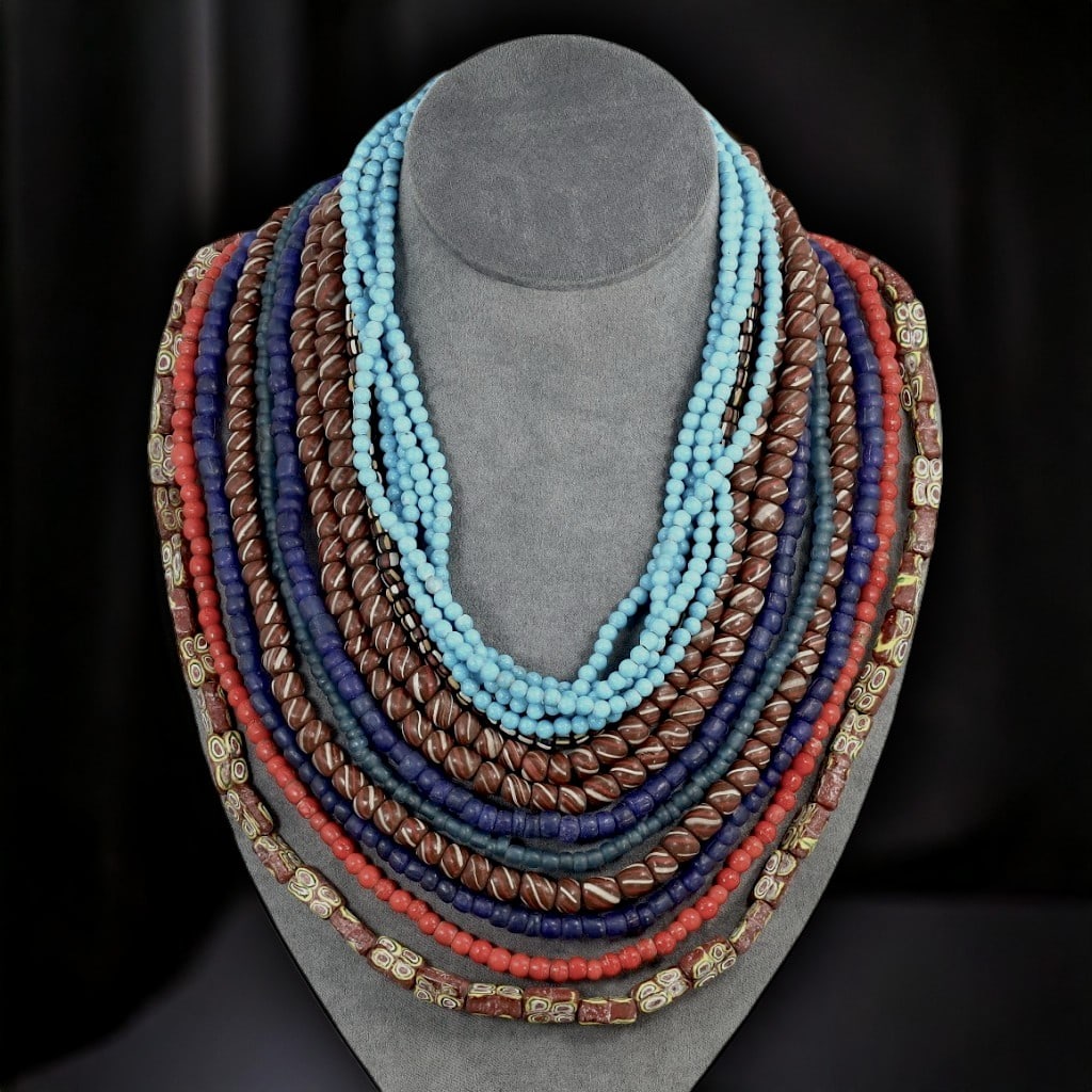 Vibrant Multicolor Glass Bead Necklace Collection of 12 Strands, 20th Century (1 of 1)