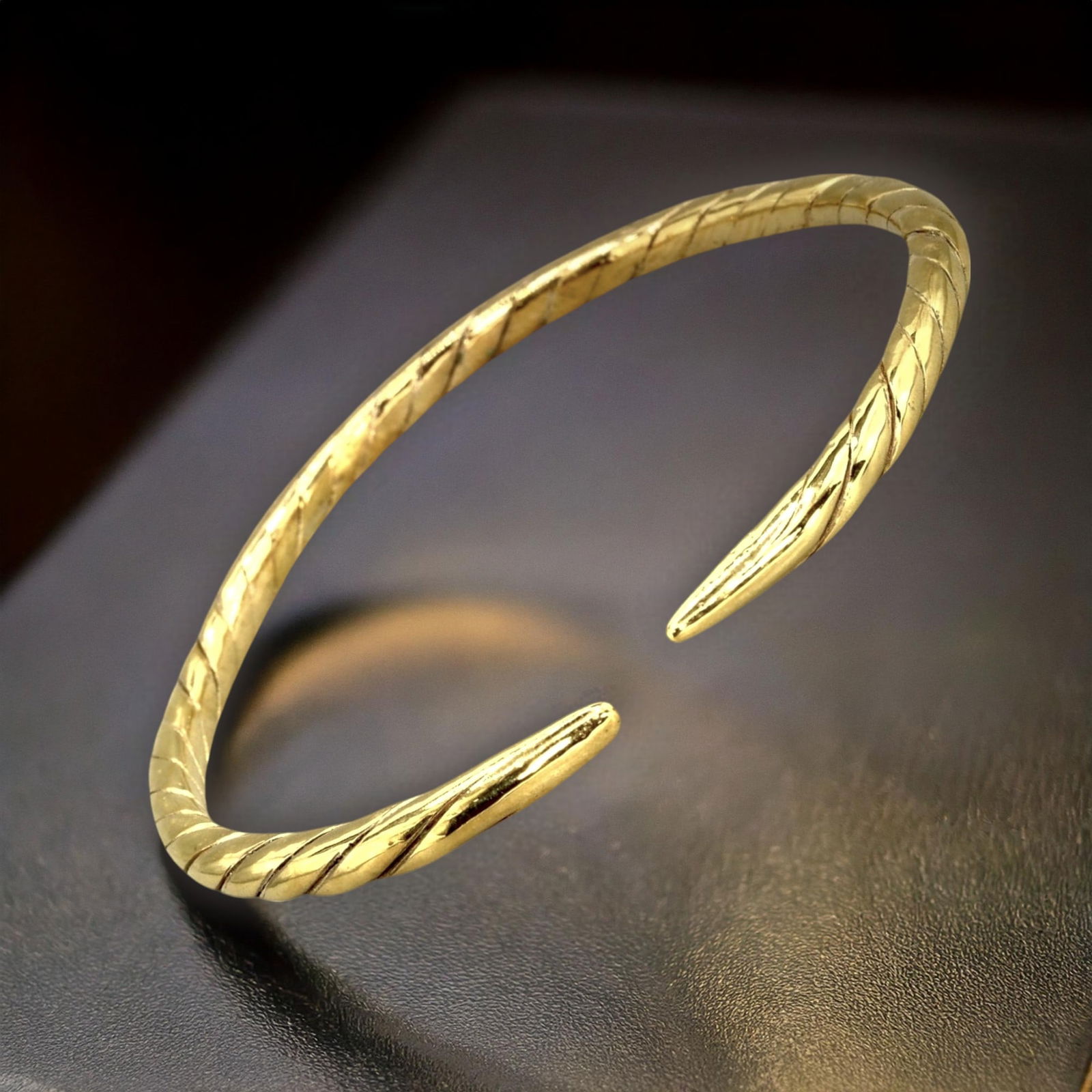 Ancient Celtic Bronze Twisted Snake Head Bracelet with 24K Gold Gilding, c. 1st Century CE (1 of 3)