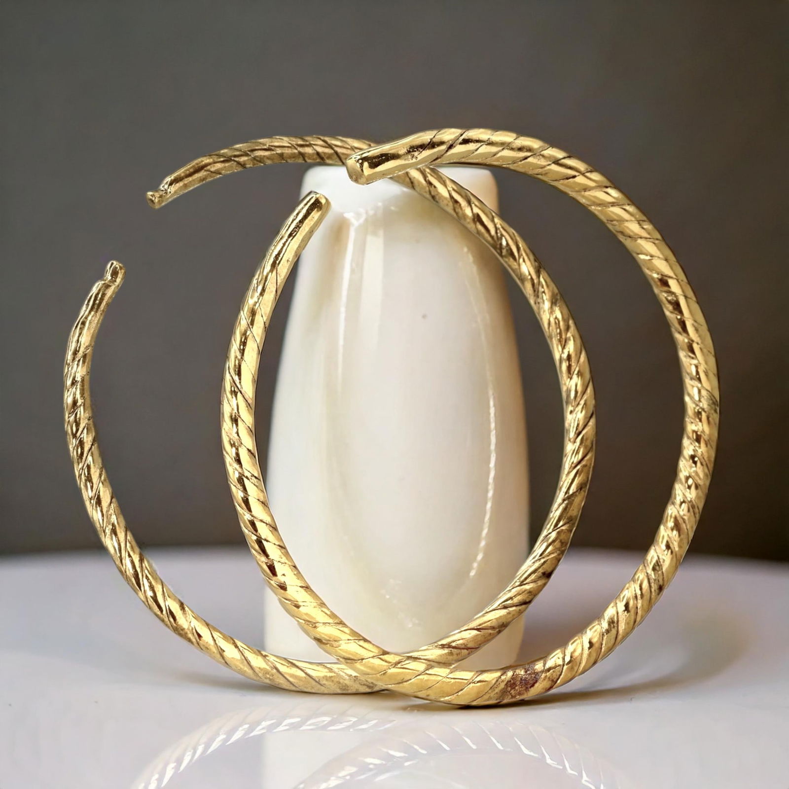 Ancient Celtic Twisted Bronze Bracelets with 24K Gold Gilding, c. 1st-3rd Century BCE (1 of 2)