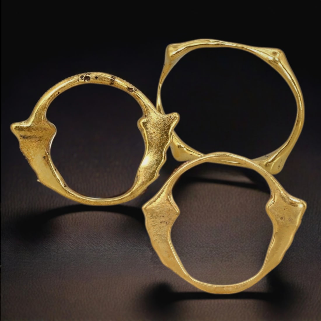 Ancient Celtic Dolphin and Wheel Proto Money Collection Refurbished in 24K Gold, c. 800-500 BCE (1 of 4)